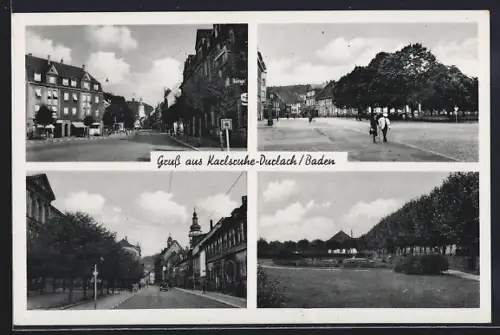 AK Karlsruhe-Durlach /Baden, Strassenzüge, Platzansicht, Parkanlagen