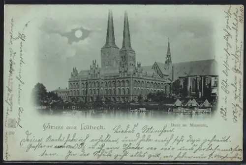 Mondschein-AK Lübeck, Dom mit Museum