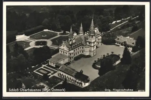 AK Oberfrauenau /Bayr. Ostmark, Schloss Oberfrauenau, Luftaufnahme