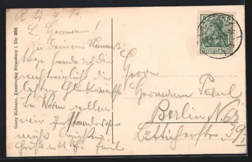 AK Rastatt, Platz mit Denkmal und Kirche