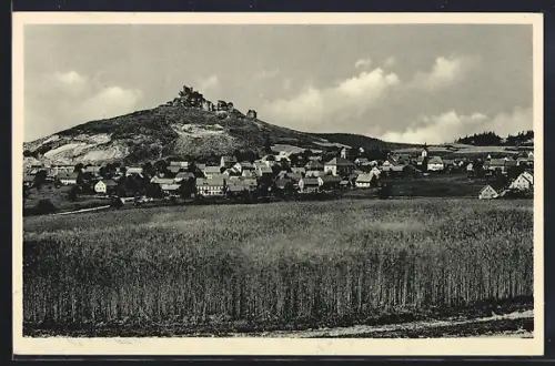 AK Flossenbürg /Oberpf., Ortsansicht mit Burgruine