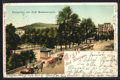 AK Bad Kissingen, Kurgarten, Café Messerschmitt