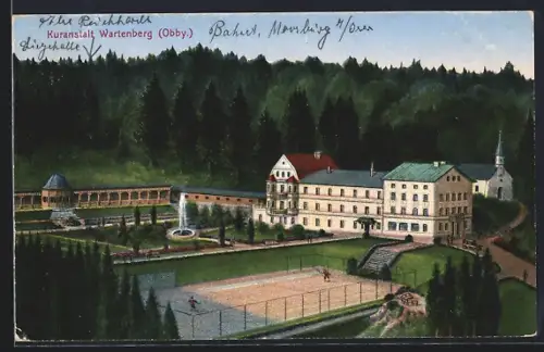 AK Wartenberg / Moosburg, Kuranstalt, Tennisplatz, Kirche
