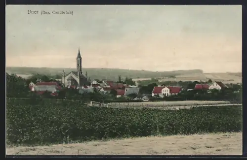 AK Buer /Osnabrück, Ortsansicht mit Kirche und umliegenden Gebäuden