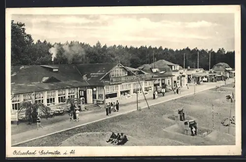 AK Grömitz i. H., Strandpromenade, Kurhaus, Badegäste