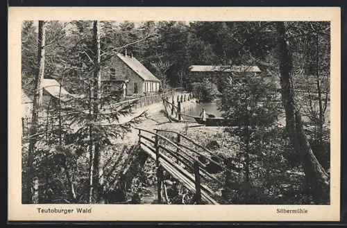 AK Silbermühle /Teutoburger Wald, Brücke, Mühlenteich