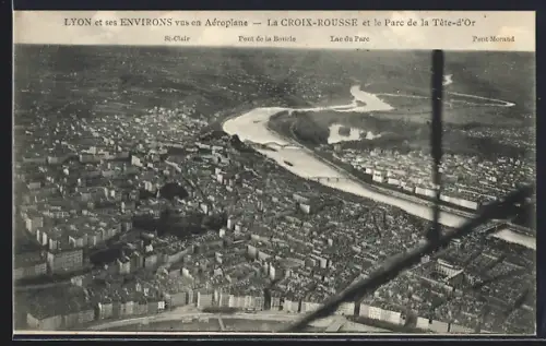 AK Lyon, La Croix-Rousse et le Parc de la Tête-d`Or vus en aéroplane