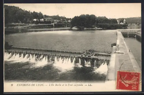AK Lyon, L`Ile Barbe et le Pont suspendu