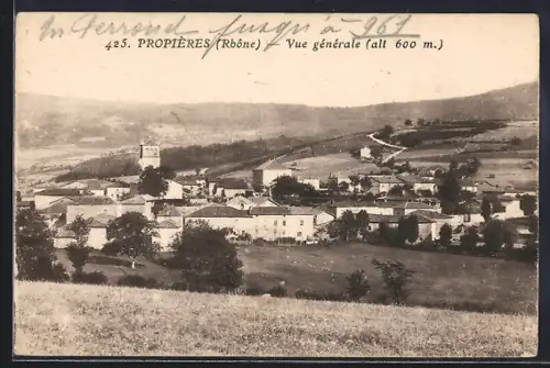 AK Propières /Rhône, Vue générale du village