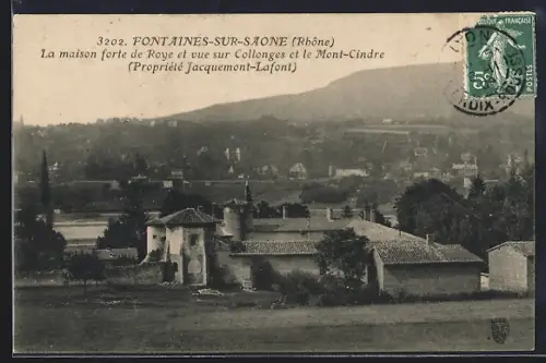 AK Fontaines-sur-Saône /Rhône, La maison forte de Roye et vue sur Collonges et le Mont-Cindre