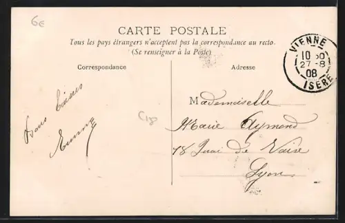 AK Vienne, Paysage dans les îles du Rhône, Passage à gué