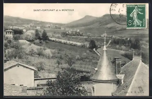 AK Saint-Fortunat, Vue sur le Montoux et la campagne environnante