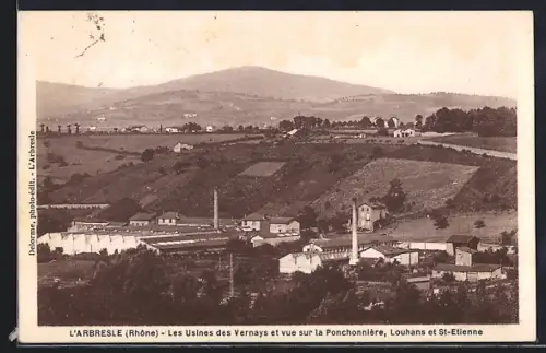 AK L`Arbresle /Rhône, Les Usines des Vernays et vue sur la Ponchonnière, Louhans et St-Étienne