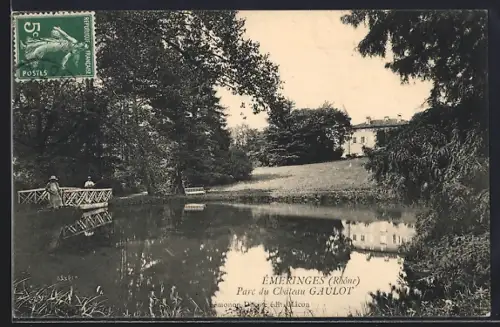 AK Émeringes /Rhône, Parc du Château Gaulot et son étang paisible