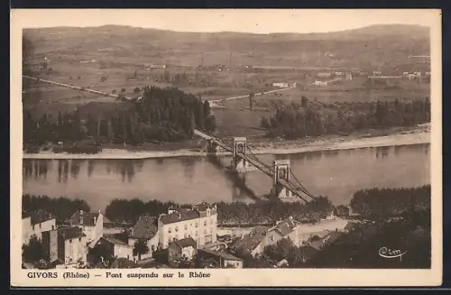 AK Givors /Rhône, Pont suspendu sur le Rhône