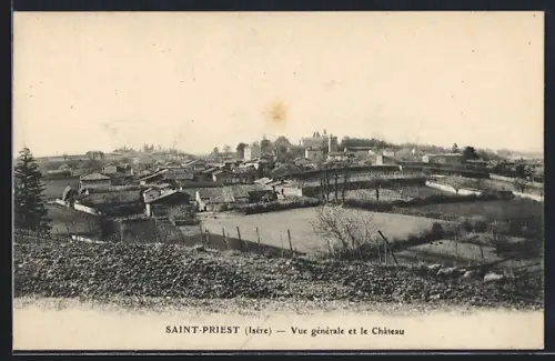 AK Saint-Priest /Isère, Vue générale et le Château