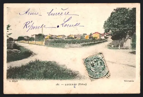 AK Lucenay /Rhône, Vue du village et des routes environnantes
