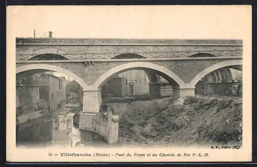 AK Villefranche /Rhône, Pont du Fram et du Chemin de Fer P.-L.-M