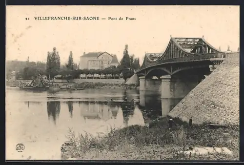 AK Villefranche-sur-Saône, Pont de Frans sur la rivière avec paysage en arrière-plan