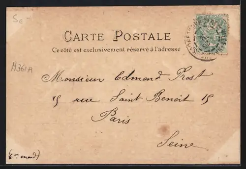 AK Villefranche, Rue Nationale avec vue sur le clocher de l`église