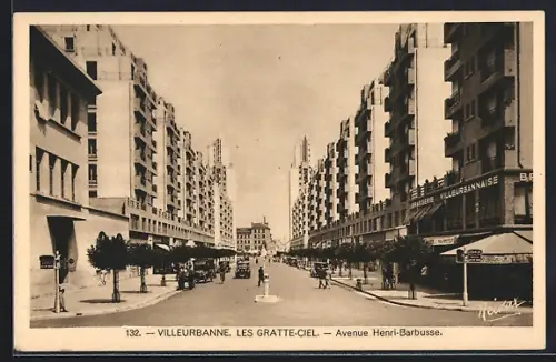 AK Villeurbanne, Les Gratte-Ciel, Avenue Henri-Barbusse