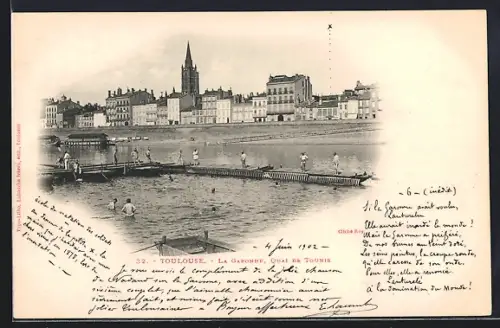 AK Toulouse, La Garonne, Quai de Tounis