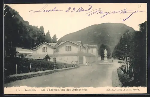 AK Luchon, Les Thermes, vue des Quinconces
