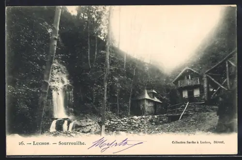 AK Luchon, Sourrouilhe et cascade dans la forêt
