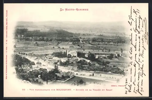 AK Roquefort /Haute-Garonne, Vue panoramique sur Roquefort, Entrée de la Vallée du Salat