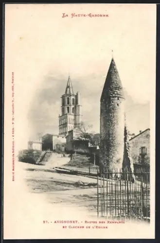 AK Avignonet /Haute-Garonne, Restes des remparts et clocher de l`église