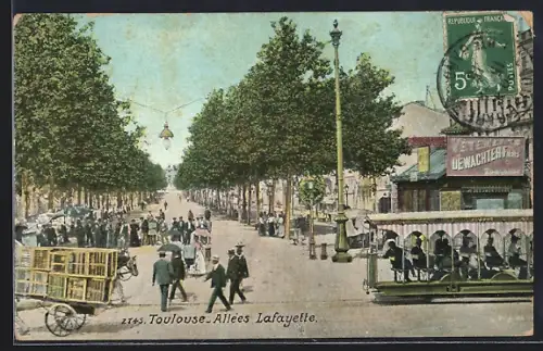 AK Toulouse, Allées Lafayette et tramway animé