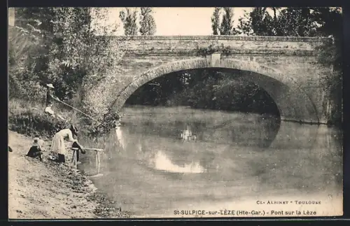 AK St-Sulpice-sur-Lèze /Hte-Gar., Pont sur la Lèze