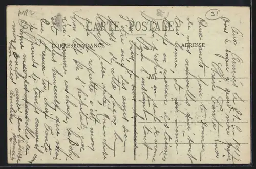 AK Auzéville, Rue du Moulin avec charrette à cheval et vue des toits des maisons