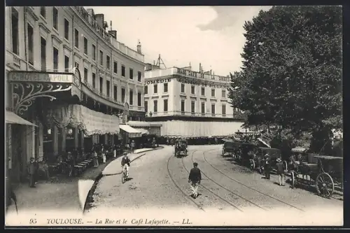 AK Toulouse, La Rue et le Café Lafayette