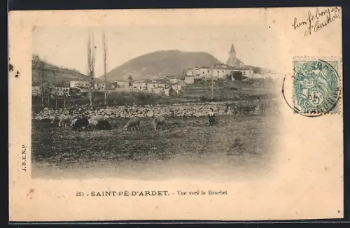 AK Saint-Pé-d`Ardet, Vue vers le Bouchet avec des moutons au premier plan