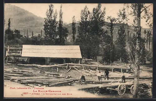 AK Arbas /Haute-Garonne, L`Exploitation des Bois en 1897