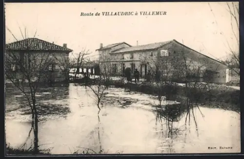 AK Villemur, Route de Villaudric avec inondation