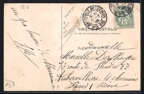 AK Luchon, Attelage de boeufs devant une maison avec des enfants sur la charrette