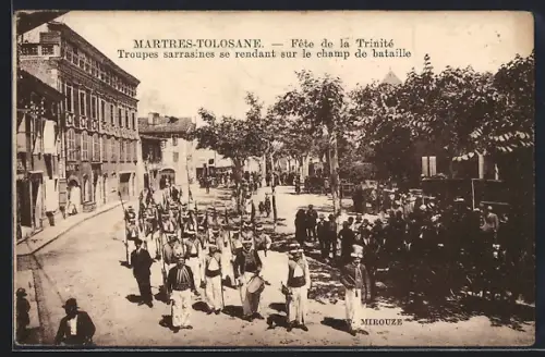 AK Martres-Tolosane, Fête de la Trinité, Troupes sarrasines se rendant sur le champ de bataille