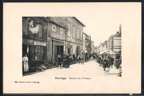 AK Baziège, Marché aux Primeurs animée avec passants et étals de rue