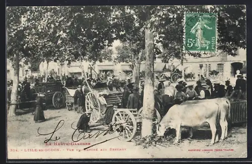 AK L`Isle-en-Dodon /Haute-Garonne, Vue du marché aux bestiaux