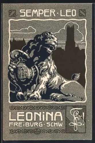 Künstler-AK Freiburg, Semper Leo, Leonina, studentische Szene