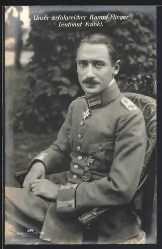 Foto-AK Sanke Nr. 384: Leutnant Frankl, erfolgreicher Kampfflieger, Pour le Mérite