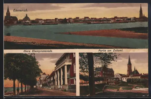 AK Emmerich, Obere Rheinpromenade, Partie am Zollamt
