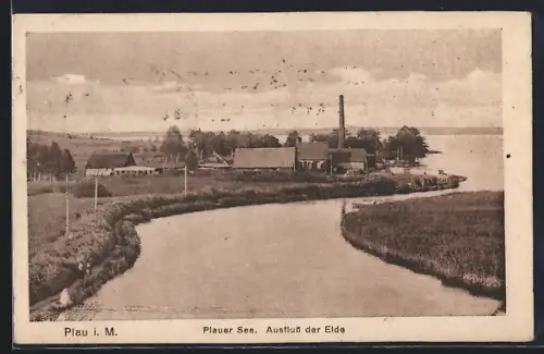 AK Plau i. M., Plauer See, Ausfluss der Elde