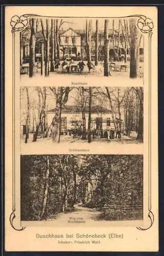 AK Schönebeck /Elbe, Gasthaus Buschhaus, Inh. Friedrich Wahl, Schützenhaus