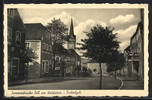 AK Zell / Fichtelgebirge, Stadtpartie mit Kirche