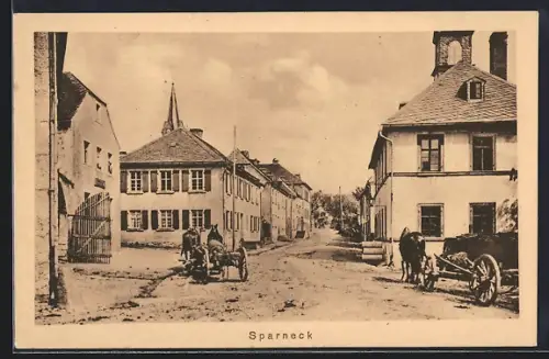 AK Sparneck, Strassenpartie mit Gebäudeansicht und Pferdewagen