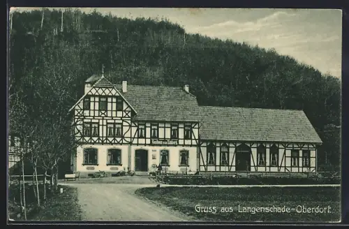 AK Langenschade-Oberdorf, Blick zum Gasthaus zum Eichberg