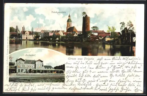 AK Triptis, Bahnhof, Teichparthie